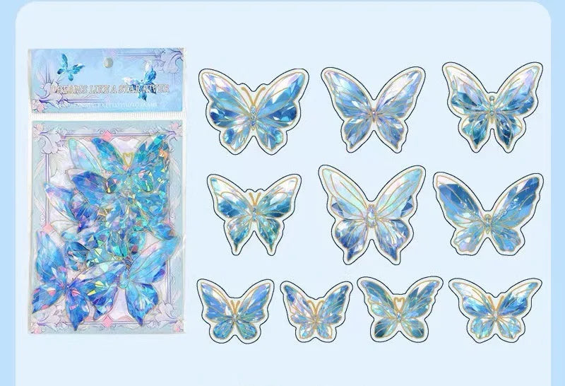 papillons décoratifs transparents rose bleu vert clips élégants bricolage auto collants artisanal
