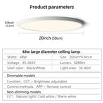 lampe led moderne blanc télécommande application 50cm diamètre 2000 82000lm