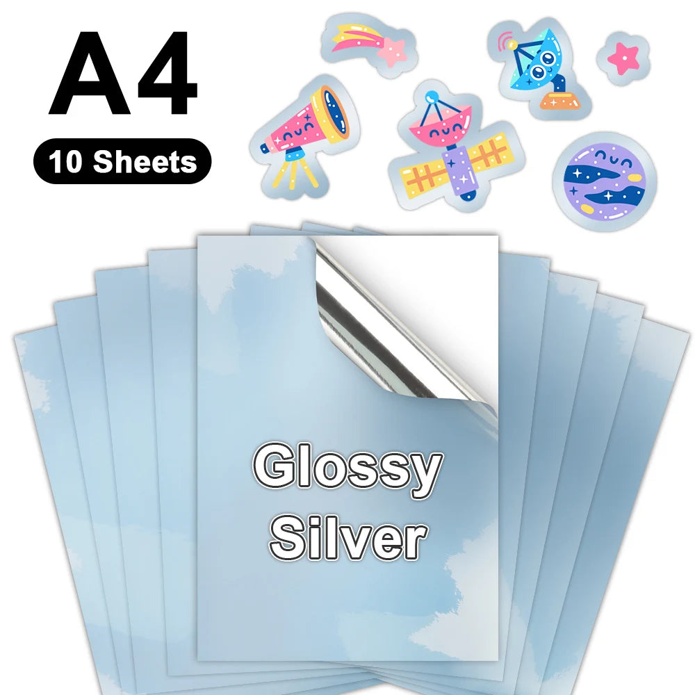 papier autocollant transparent imprimable vinyle a4 toutes imprimantes jet d'encre holographique multicolore moderne