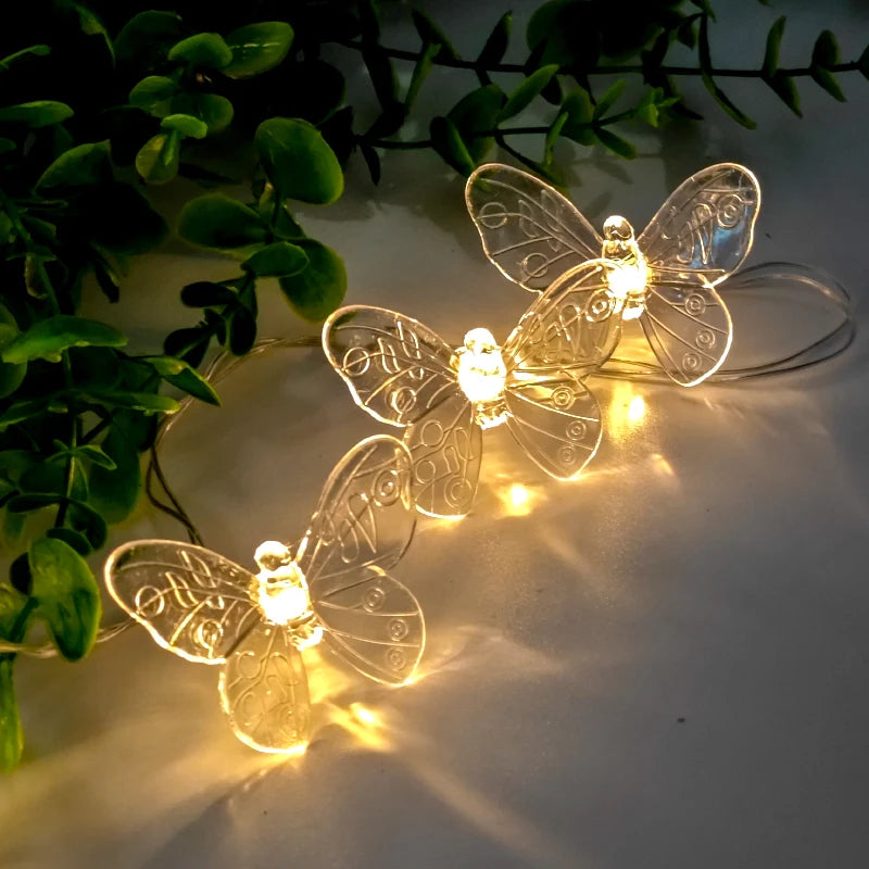 guirlande lumineuse papillons féeriques bleu rose orange vert transparents décoration mariage anniversaire fête chambre