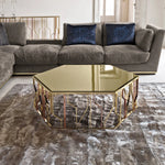 table basse moderne élégante marbre gris métal doré alliage aluminium
