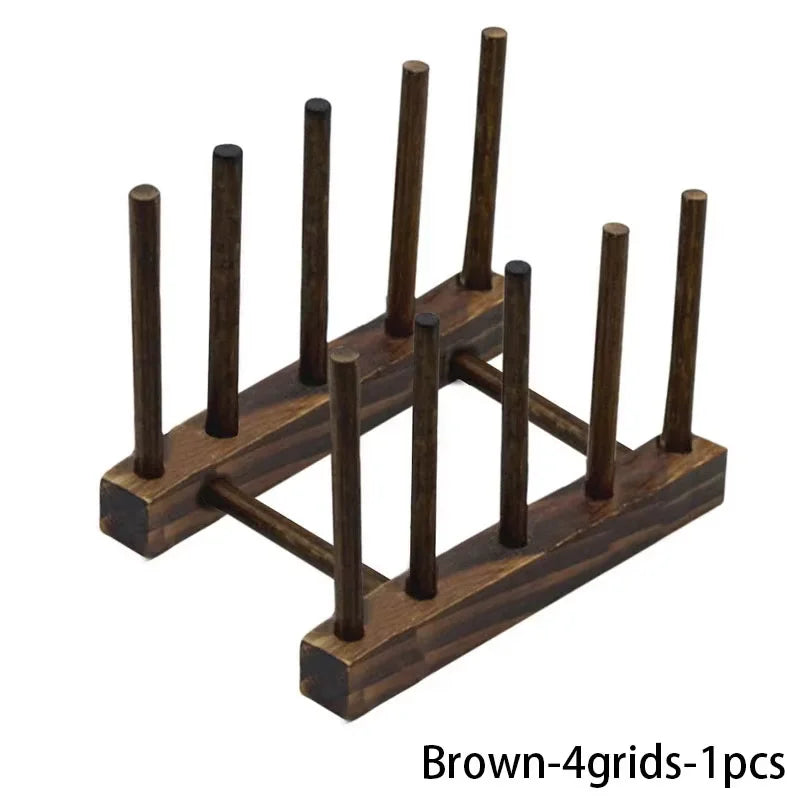 support assiettes bois naturel moderne drainage auto étagère cuisine rangement vaisselle