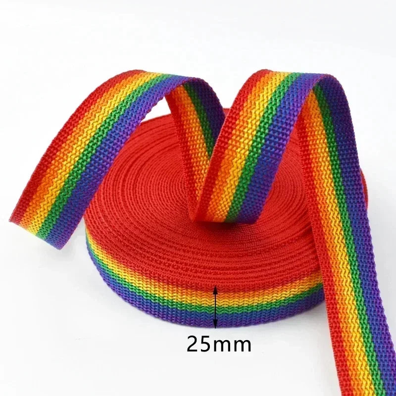 ruban polyestère 50mm 38mm 32mm 25mm 20mm arc ciel rayures texturé couture sacs
