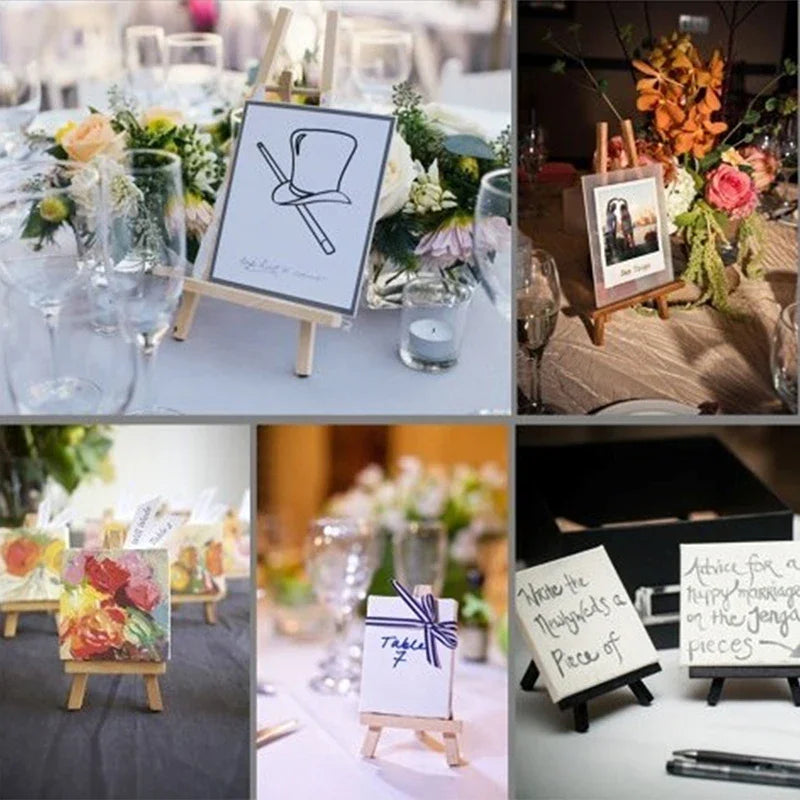 chevalets bois clair miniatures tableaux textes illustrations mariage roses décoration festive