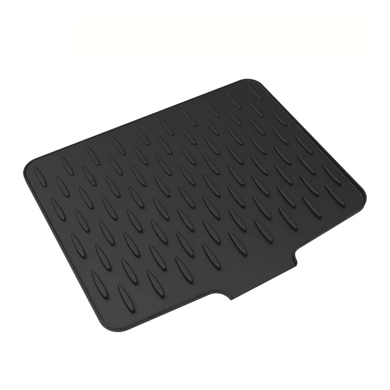 tapis séchage vaisselle silicone noir rayures diagonales moderne facile nettoyer comptoir évier