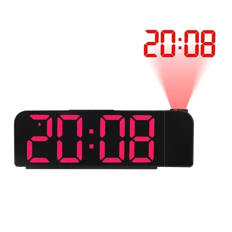 projecteur réveil numérique led moderne alarme thermomètre noir rouge vert minimaliste chambre table mur