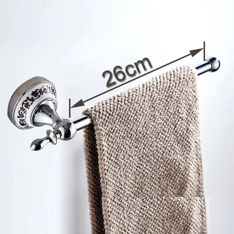 accessoires salle bain argenté ornements floraux classique porte serviettes anneau crochet vis assemble chrome