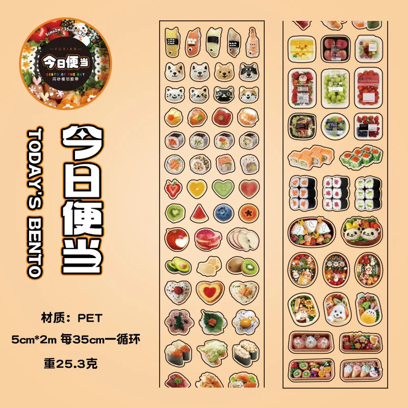 stickers multicolores transparents moderne mignon animaux nourriture brillants scrapbooking diy journal album bricolage