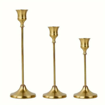 bougeoirs table décoration maison moderne doré lisses opaques set mariage anniversaire