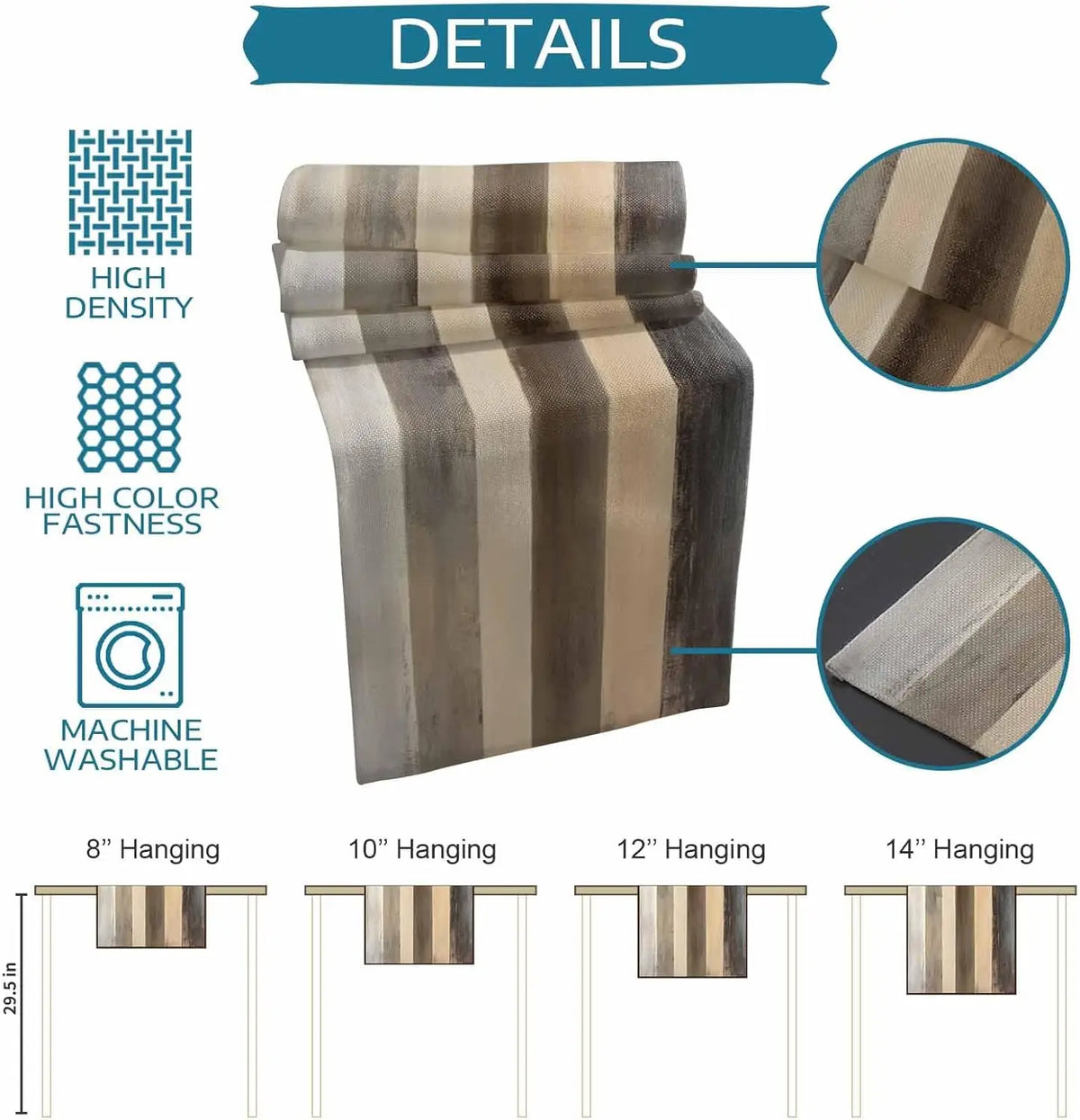 nappe lin moderne stripes marron gris assiettes blanches couverts dorés bougies fleurs fruits