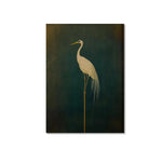 tableau toile oiseau blanc fond vert foncé beige clair moderne salon dortoir