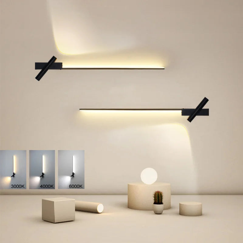 lampes murales led moderne minimaliste fixées mur trois couleurs lumière rotation 350 degrés aluminium