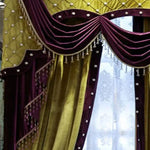 rideau velours violettes classique élégant fenêtre maison fleuri opaques