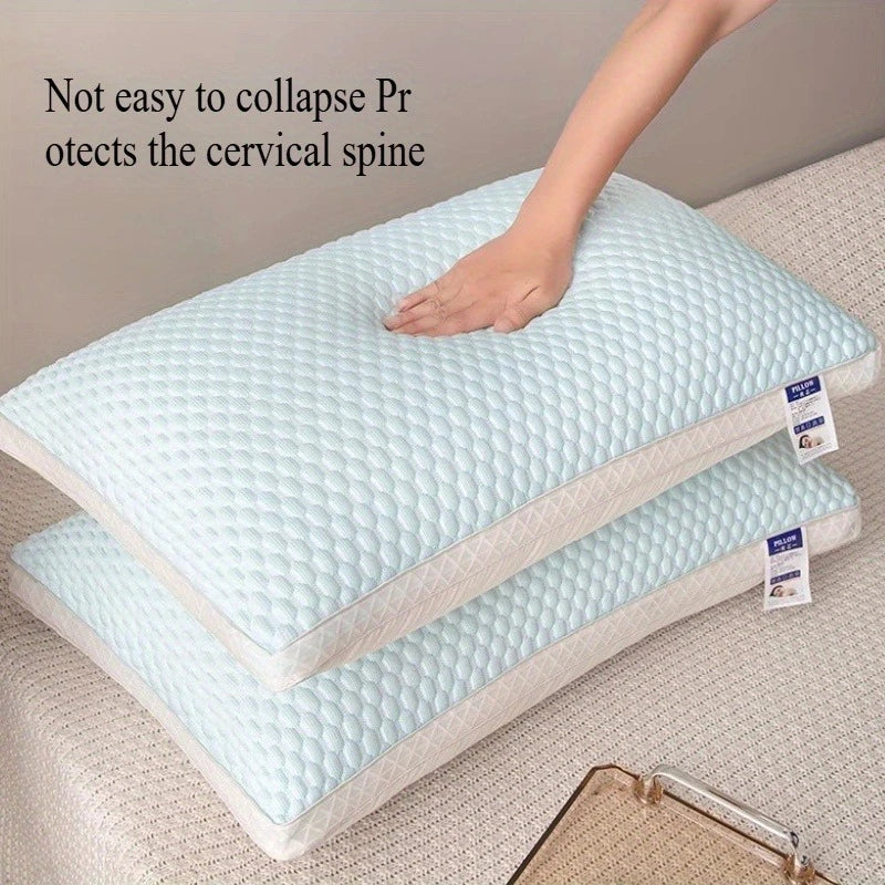 oreiller rafraîchissant fibre polyester géométrique blanc bleu clair moderne confortable coton hexagonal lit voyage