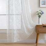 rideau floral transparent dentelle polyester fenêtre vintage pastorale 145x160cm blanc