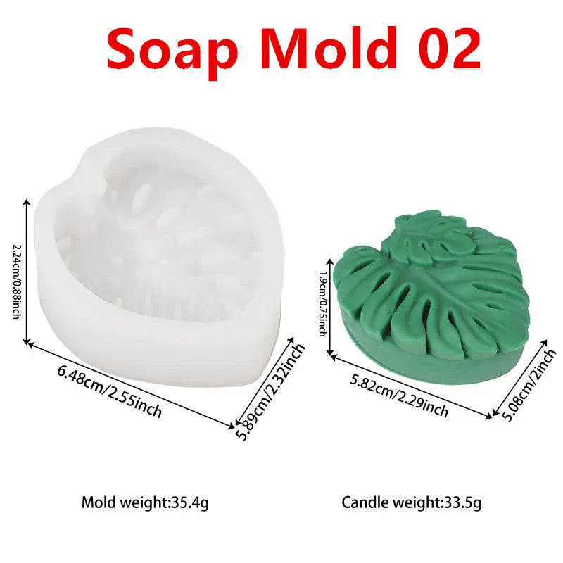 moule silicone feuille monstera savon bougie palmier tropical décoration bain artisanal botanique fini