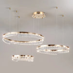 Suspension lumineuse moderne or transparent strass franges câbles suspendus led semi encastrée adjustable