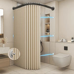 barre douche d'angle rideau moderne noir pliable carreaux texturés salle bain minimaliste