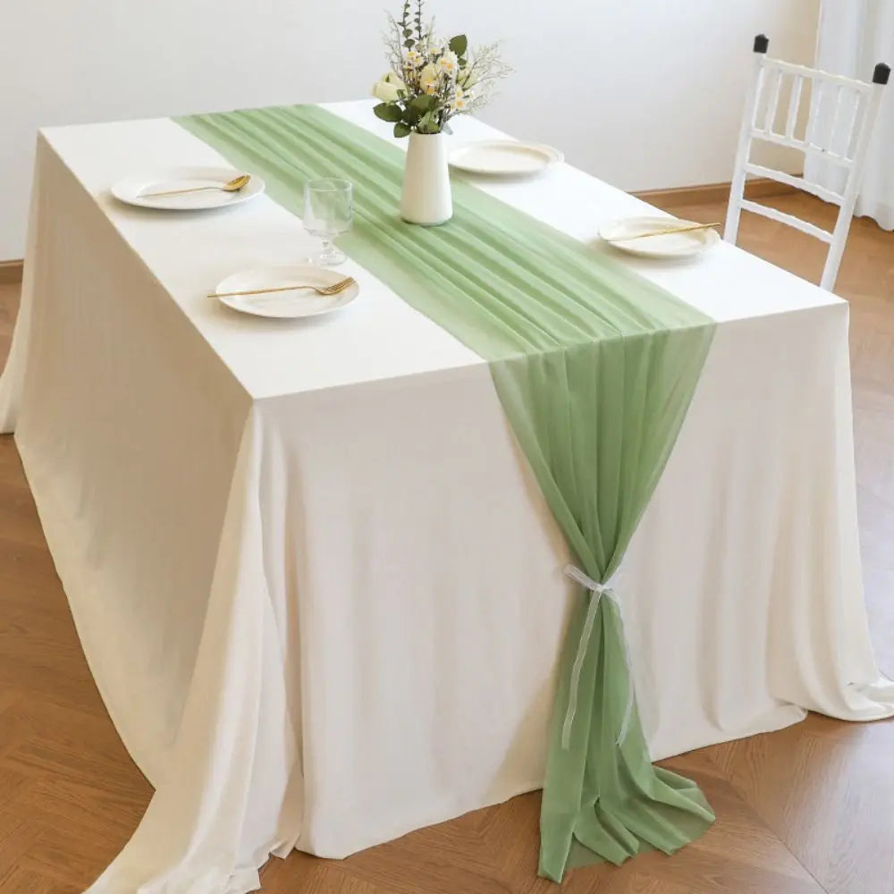nappe opaque chemin table semi transparent blanc vert différents événementiels mariage receptions