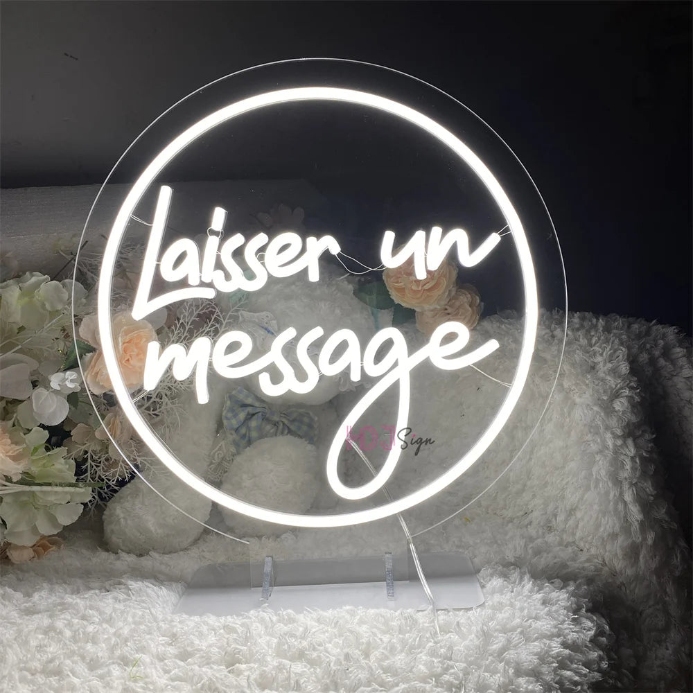 panneau lumineux led laisser message texte calligraphie décoration chambre intérieur blanc