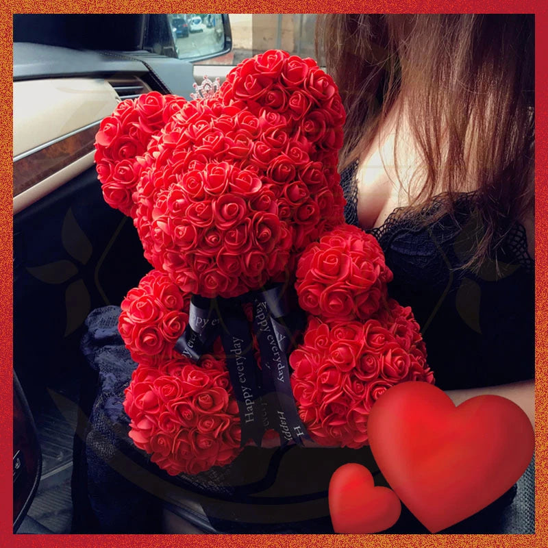 décoration maison ours rose artificiel boîte cadeau ruban satiné valentins anniversaire