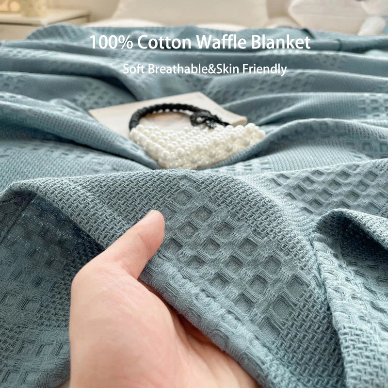 couverture coton géométrique gris bleu moderne été maison voyage 150x200cm