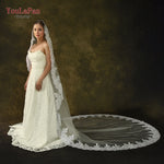voile mariée blanc dentelle bordure unique classique femme mariage élégant monocouche dài luxueux fixe