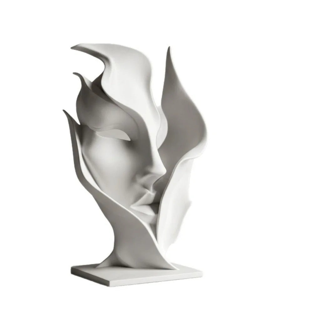 ornements faciaux sculpture visage moderne décoration intérieure noir blanc table abstraction déco chambre