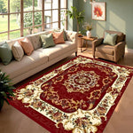 tapis rouge ornements floraux velours épais antidérapant chambre salon traditionnel