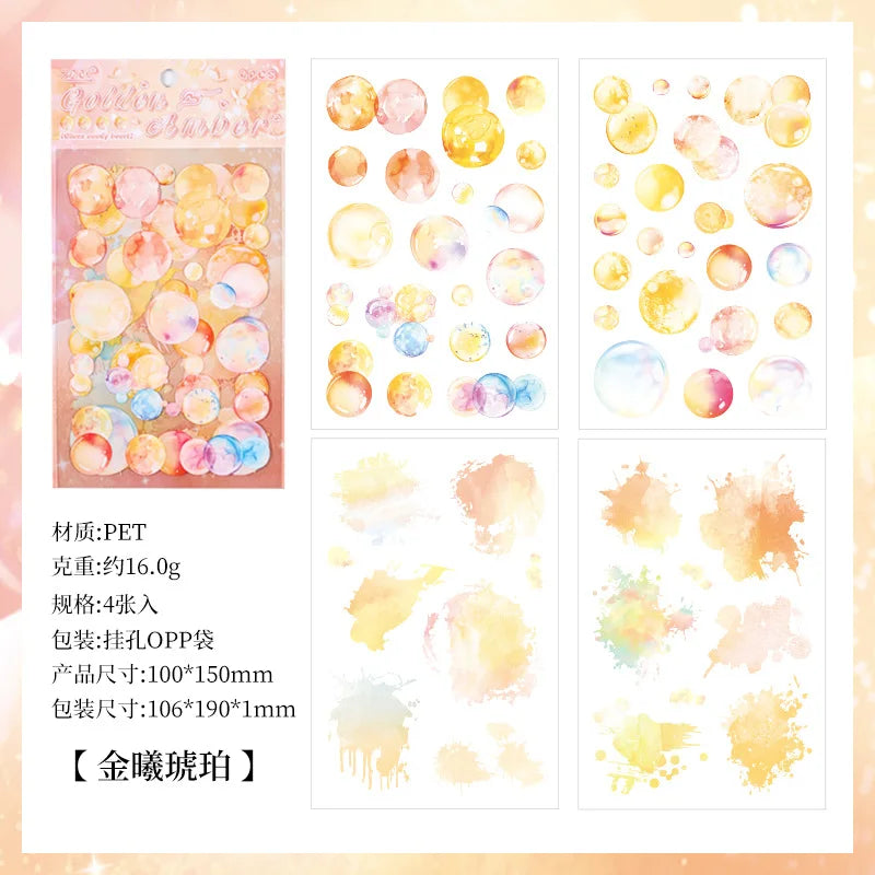 sticker bulle marbré moderne vert bleu rose orange jaune blanc décoratif adhésif transparent portables