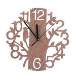 horloge murale bois arbre oiseaux chiffres naturel rustique artistique quartz aiguille