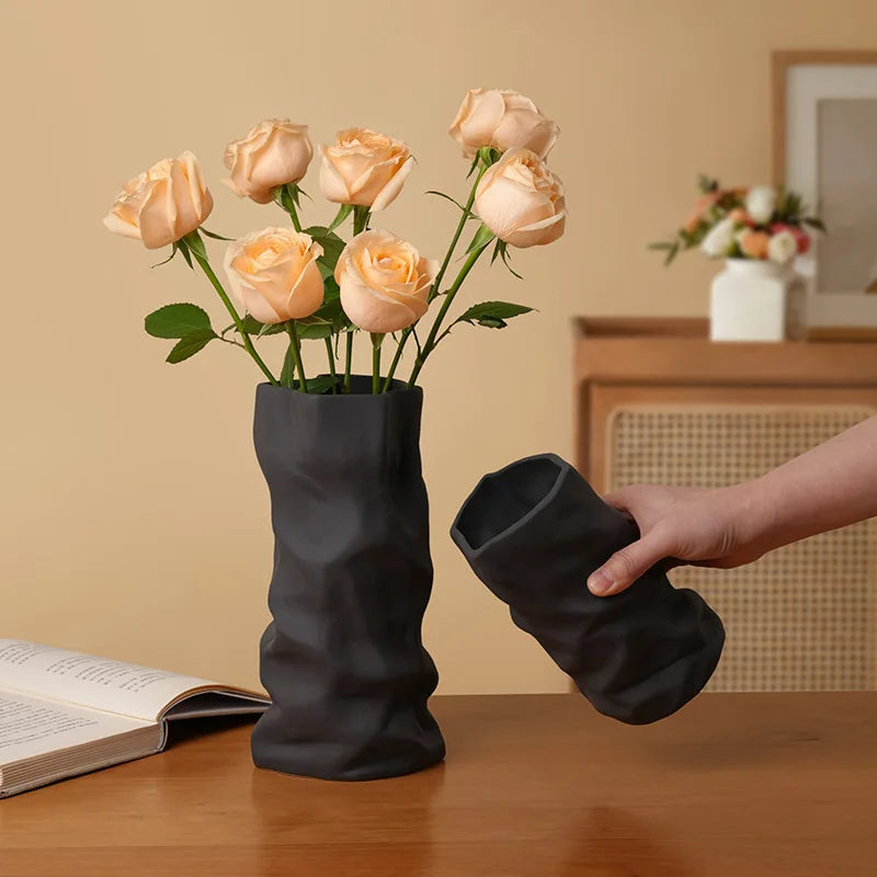 vases texturés modernes céramique blanc orange noir roses intérieur décoration minimaliste