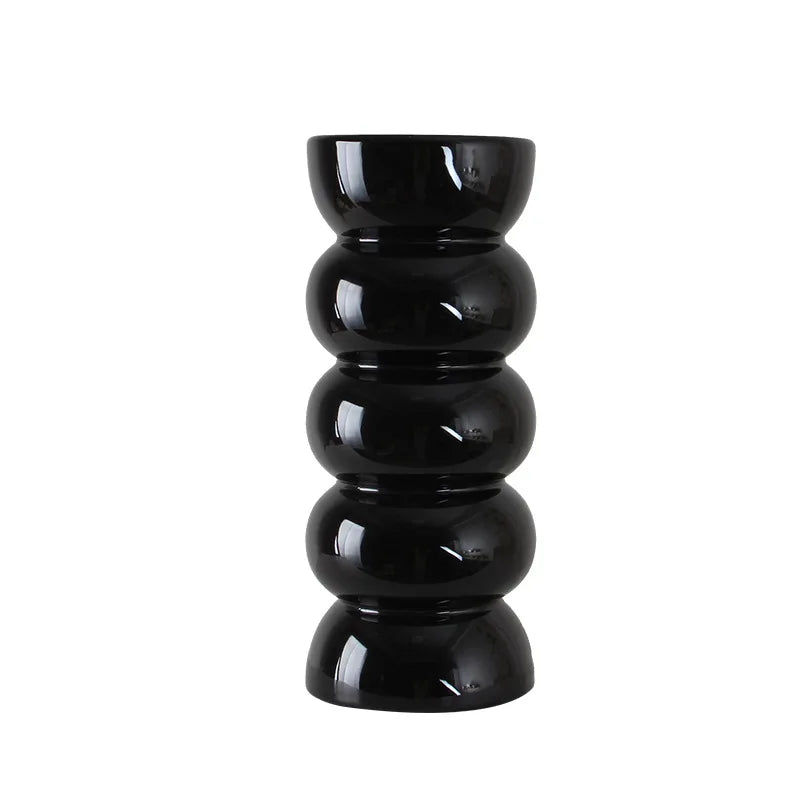 vase décoratif céramique moderne rouge noir fleurs artificielles boudiné opaque simple elegance