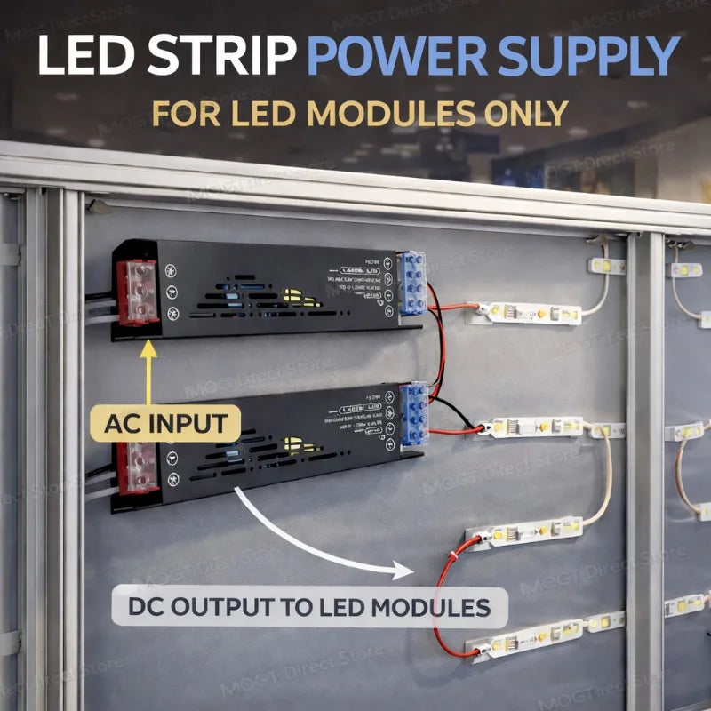 alimentation led 12v 24v 60w 100w 200w 240v 300w 400w ruban lumineux noire moderne