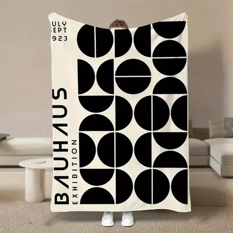couverture géométrique moderne polyester anti boulochage portable 150x130cm toutes saisons