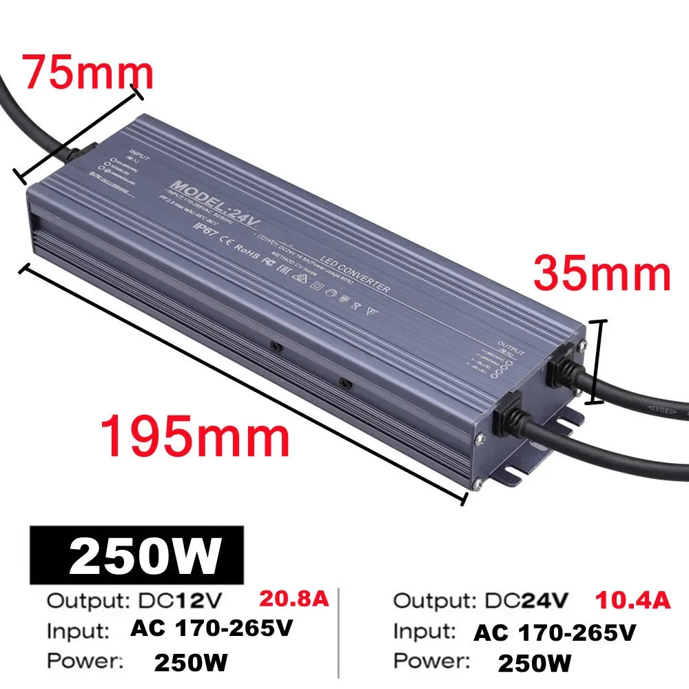 driver led étanche gris métallisé alimentation secteur 12v 24v éclairage extérieur