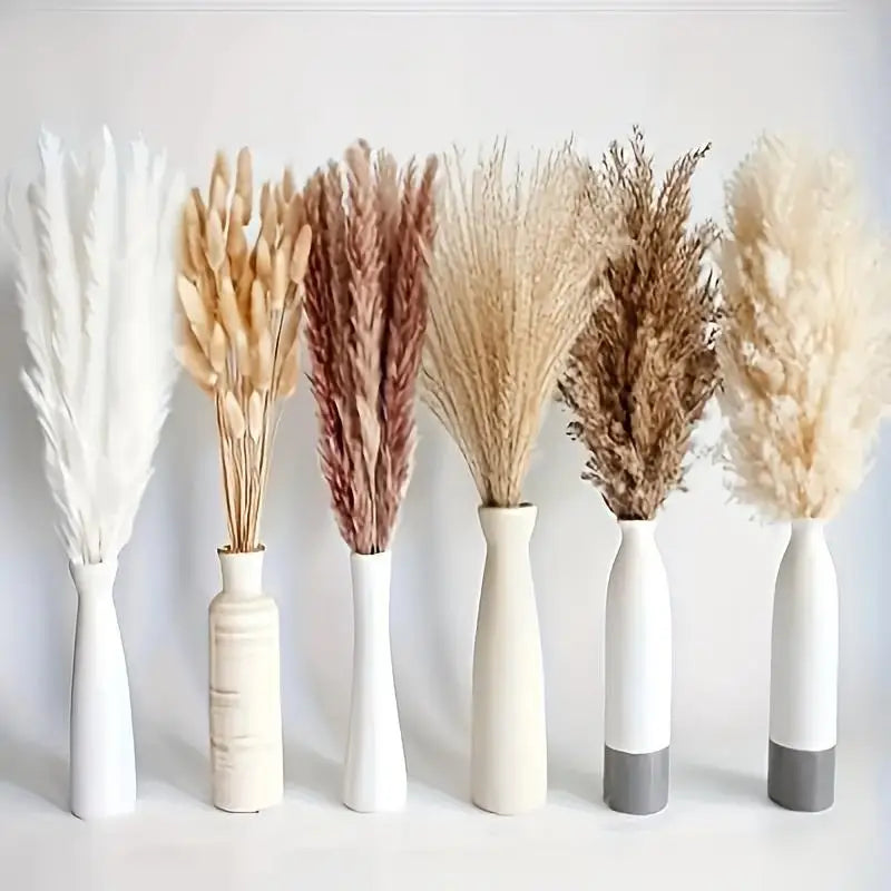 bouquet fleurs séchées pampas blanches beige naturel boho décoration intérieure rustic
