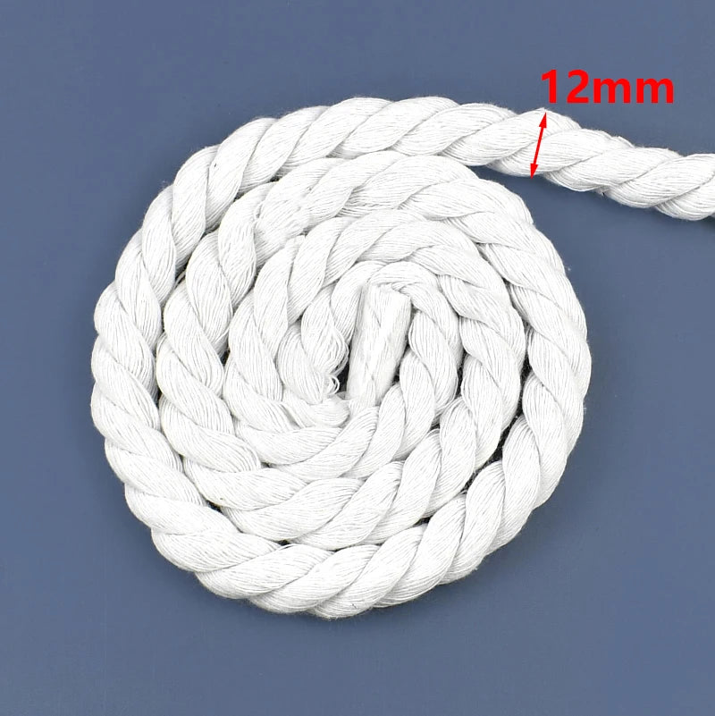 corde coton tressée 5m blanche haute résistance finition enduite rustique franges