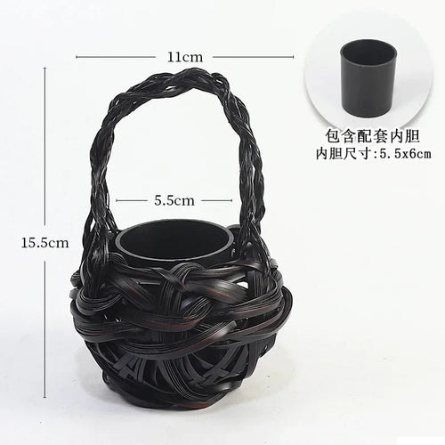 panier rotin tressé main vase bambou décoration fleurs rustique artisanal maison