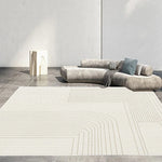 Ce salon contemporain minimaliste présente des formes géométriques et des textures apaisantes, créant une atmosphère relaxante et équilibrée.