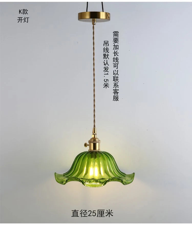 Suspension lumineuse vert rayées ampoule chaîne corde vintage rétro blanc doré