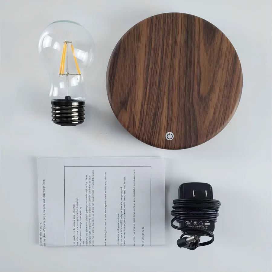 lampe led moderne minimaliste transparente verre base bois interrupteur tactile veilleuse deco