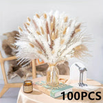 bouquet fleurs séchées naturel pampas blanc beige rustique décoration maison mariage anniversaire party