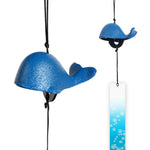 cloches vent moderne motif abstrait poissons vagues océan bleu vert noir jaune