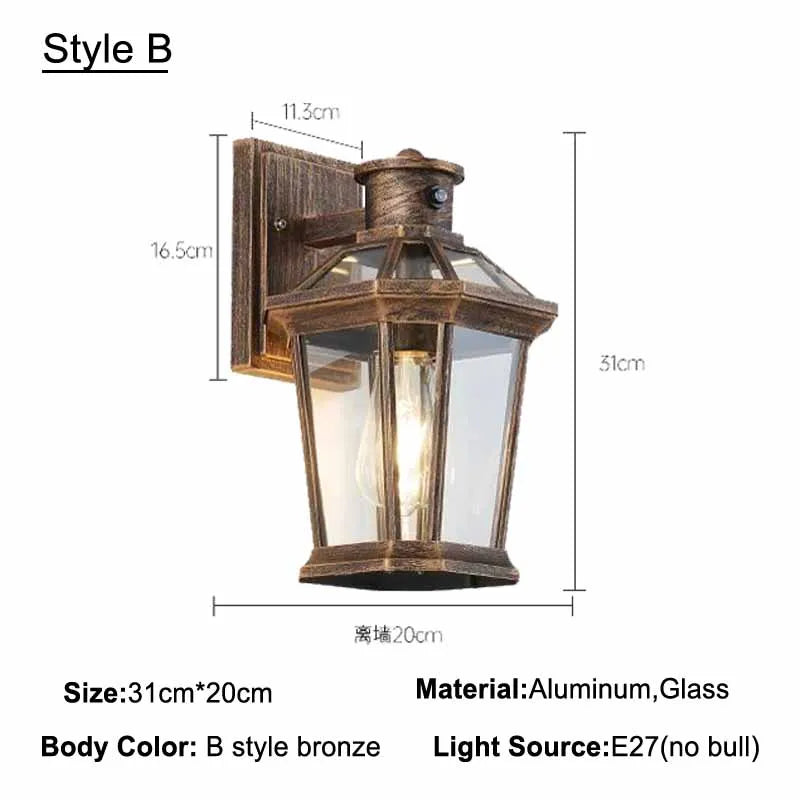 lampe murale transparente classique éclairage extérieur résistant bronze verre aluminium jardin