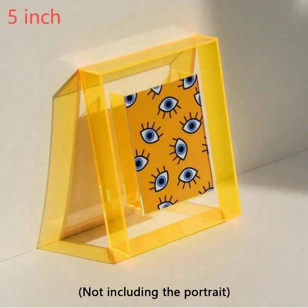 cadres photo transparents modernes abstraits géométriques couleurs vives rouge vert jaune bleu orange rose