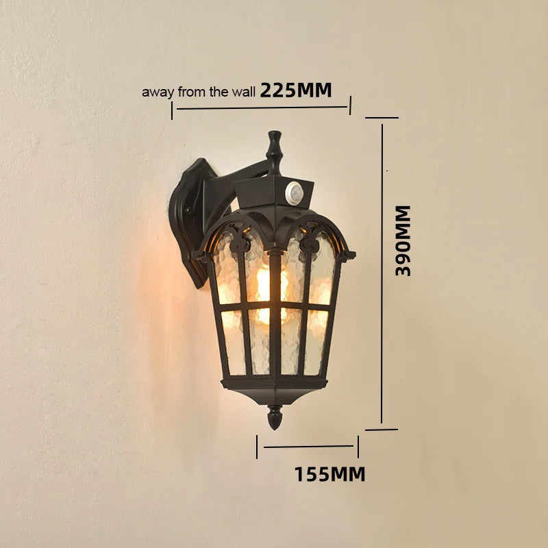 lampe murale classique verre texturé noir ip65 led éclairage commercial fixations murales haute qualité