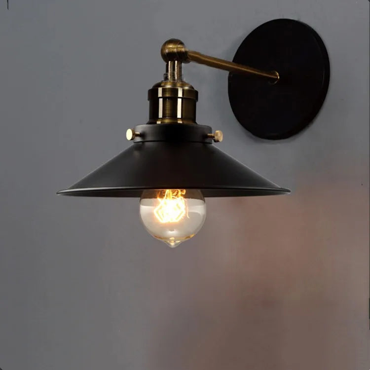 lampe murale industrielle noir ampoule filament éclairage quotidien cuisine chambre mat doré fixée mur