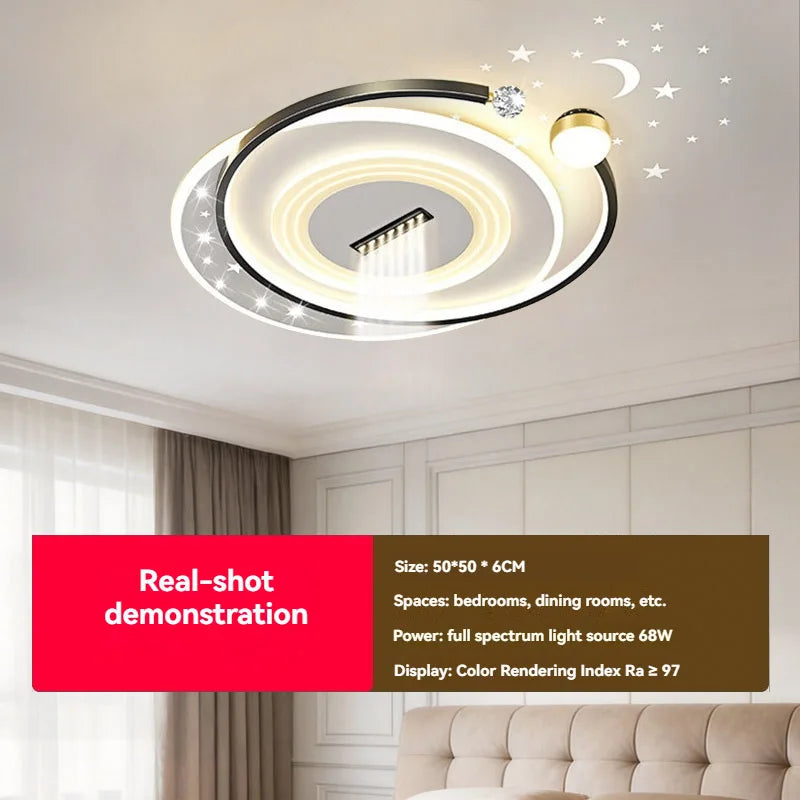 luminaire minimaliste moderne étoiles croissant lune géométrique blanc noir doré