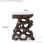 support bois sculpté théière tasse figurine bébé bol décor maison artisanal rustique